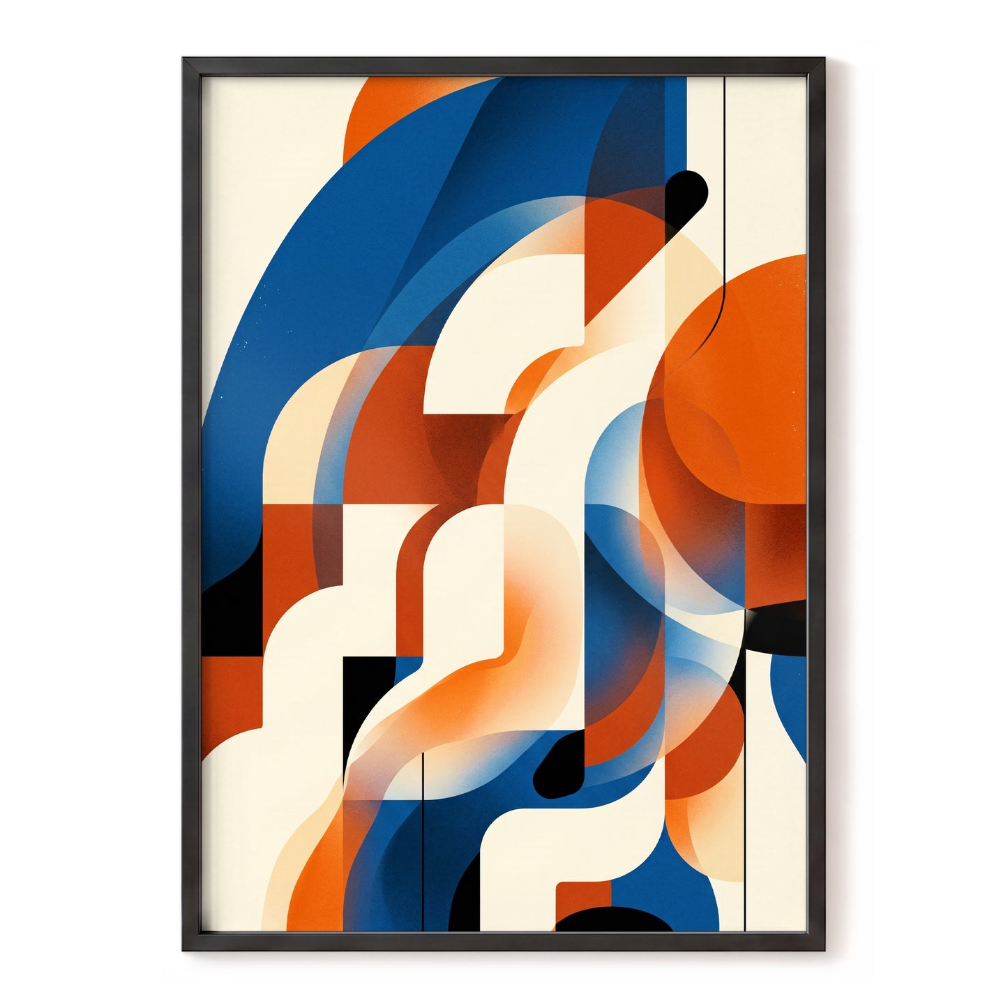 Arc Current, blue, orange, beige abstract wall art, front artwork view