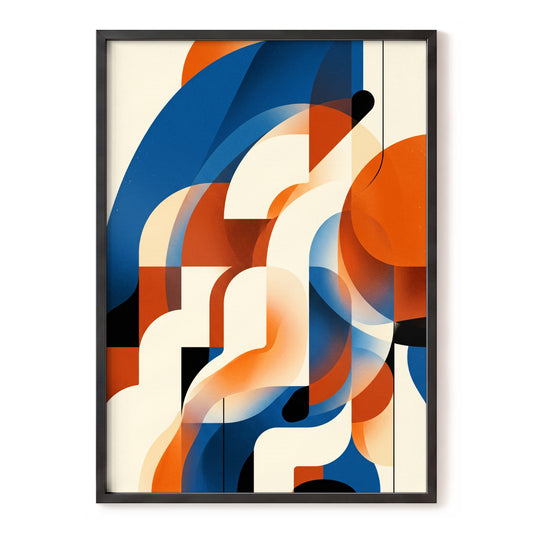 Arc Current, blue, orange, beige abstract wall art, front artwork view