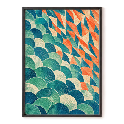Arc & Ember, blue, green, beige abstract wall art, front artwork view