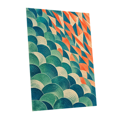 Arc & Ember, blue, green, beige abstract wall art shown as a unframed poster wall art print
