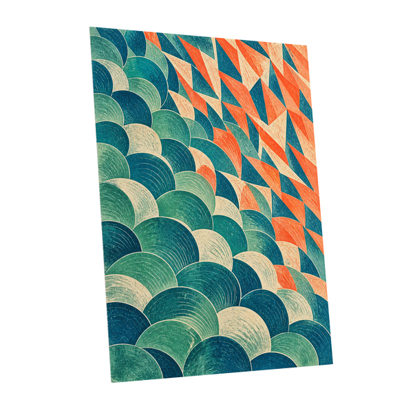 Arc & Ember, blue, green, beige abstract wall art shown as a unframed poster wall art print