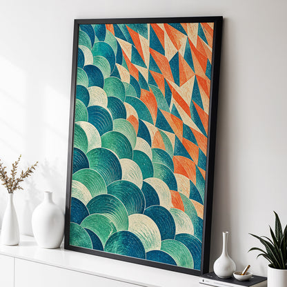 Arc & Ember, blue, green, beige abstract wall art displayed in a styled interior, gallery view 2