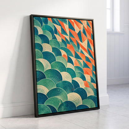 Arc & Ember, blue, green, beige abstract wall art displayed in a styled interior, gallery view 8