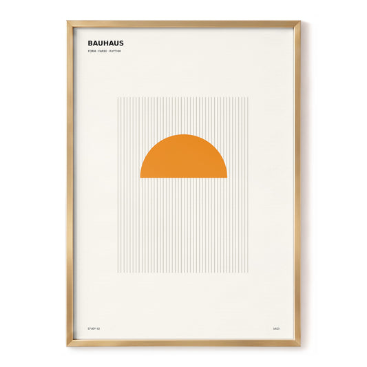 Arc in Rhythm, beige, orange, gray minimalist wall art, front artwork view