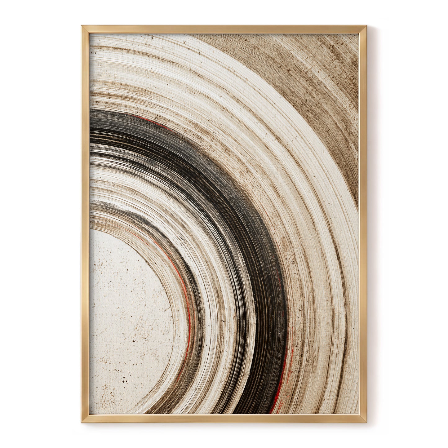 Arc of Stillness, black, beige, white abstract wall art, front artwork view