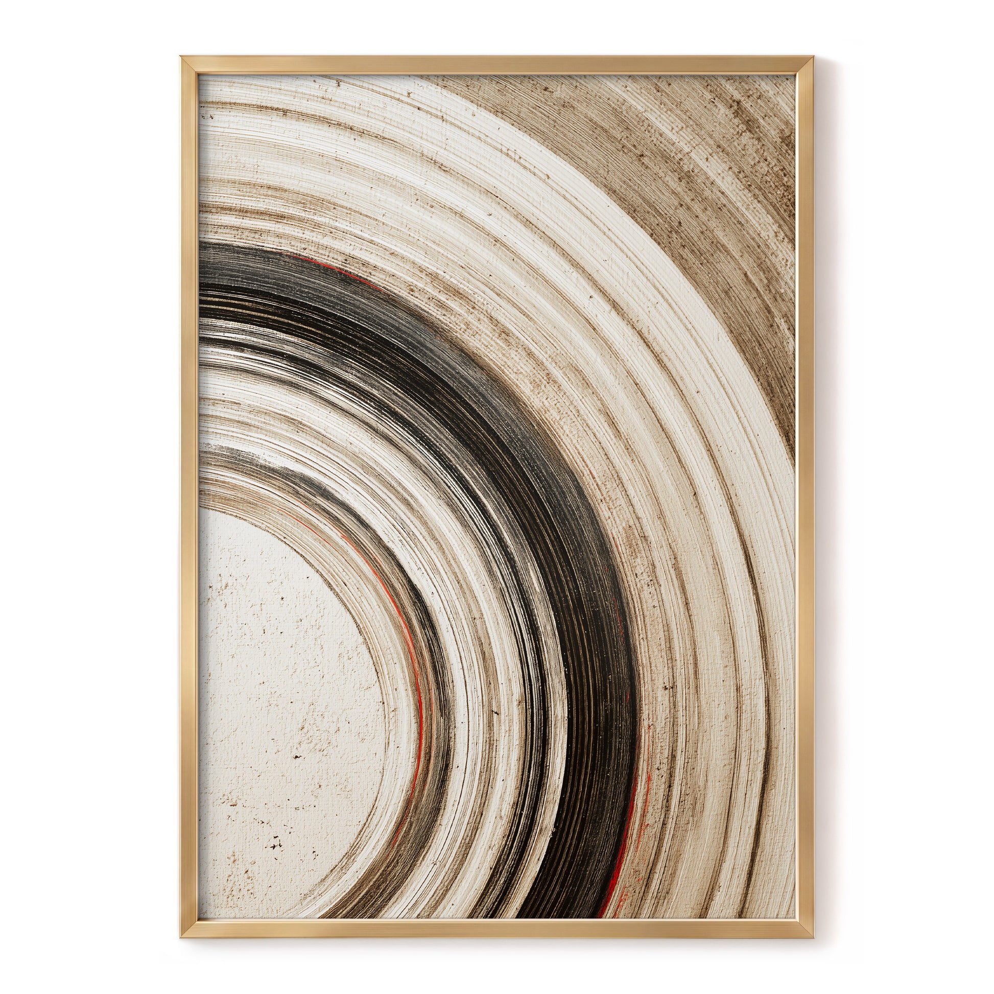 Arc of Stillness, black, beige, white abstract wall art, front artwork view