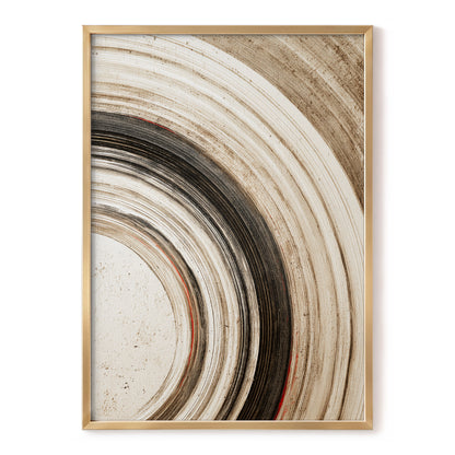 Arc of Stillness, black, beige, white abstract wall art, front artwork view