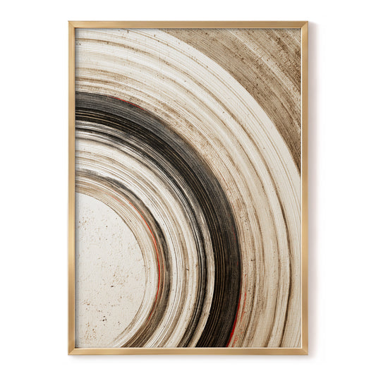 Arc of Stillness, black, beige, white abstract wall art, front artwork view