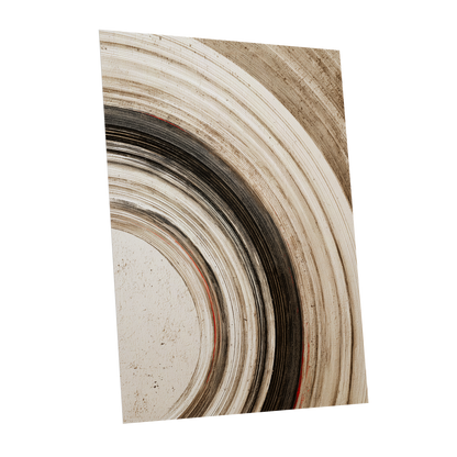 Arc of Stillness, black, beige, white abstract wall art shown as a unframed poster wall art print