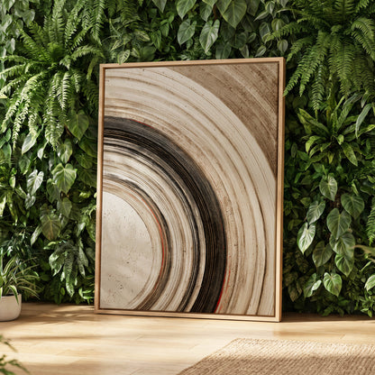 Arc of Stillness, black, beige, white abstract wall art displayed in a styled interior, gallery view 4