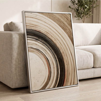 Arc of Stillness, black, beige, white abstract wall art displayed in a styled interior, gallery view 8