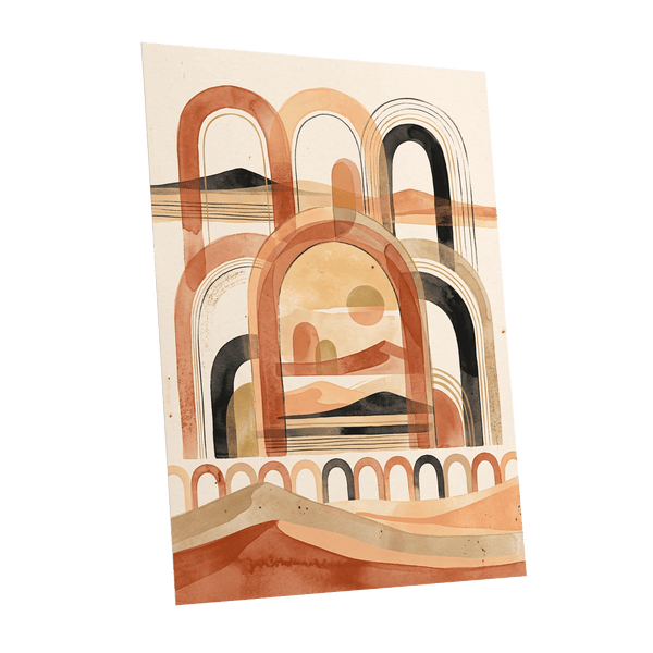 Arches Across the Dunes, beige, orange, black nature wall art shown as a unframed poster wall art print