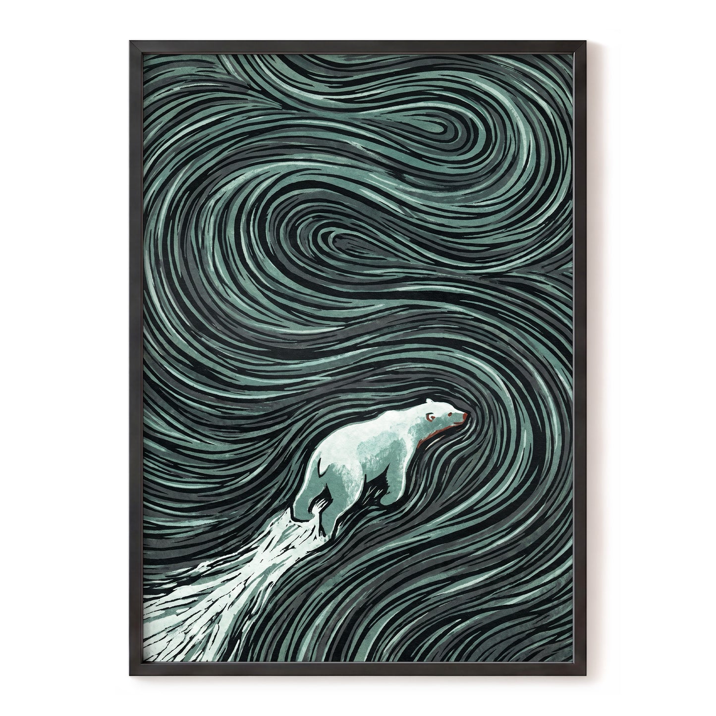 Arctic Current, black, green, gray nature wall art, front artwork view