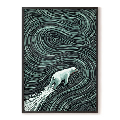 Arctic Current, black, green, gray nature wall art, front artwork view
