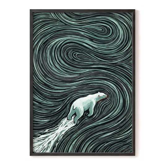 Arctic Current, black, green, gray nature wall art, front artwork view