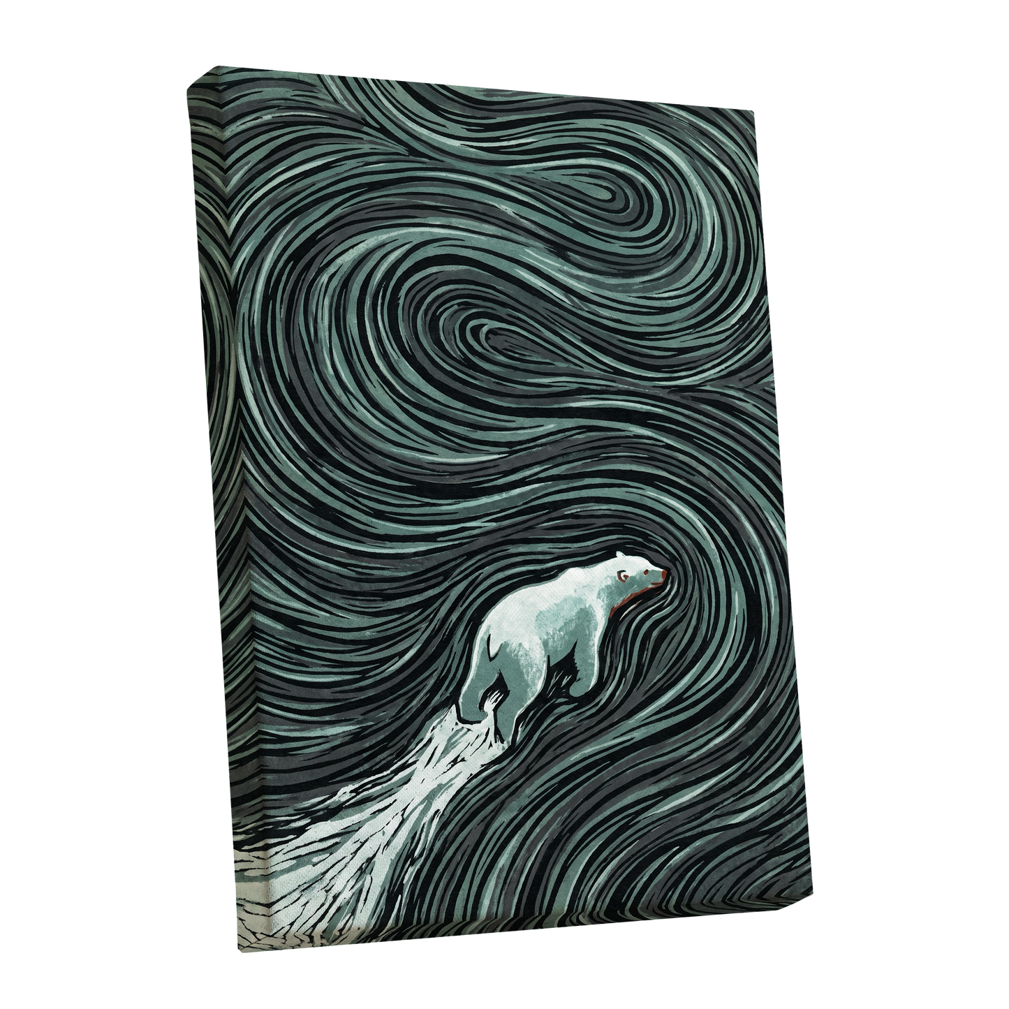 Arctic Current, black, green, gray nature wall art shown as a stretched canvas wall art