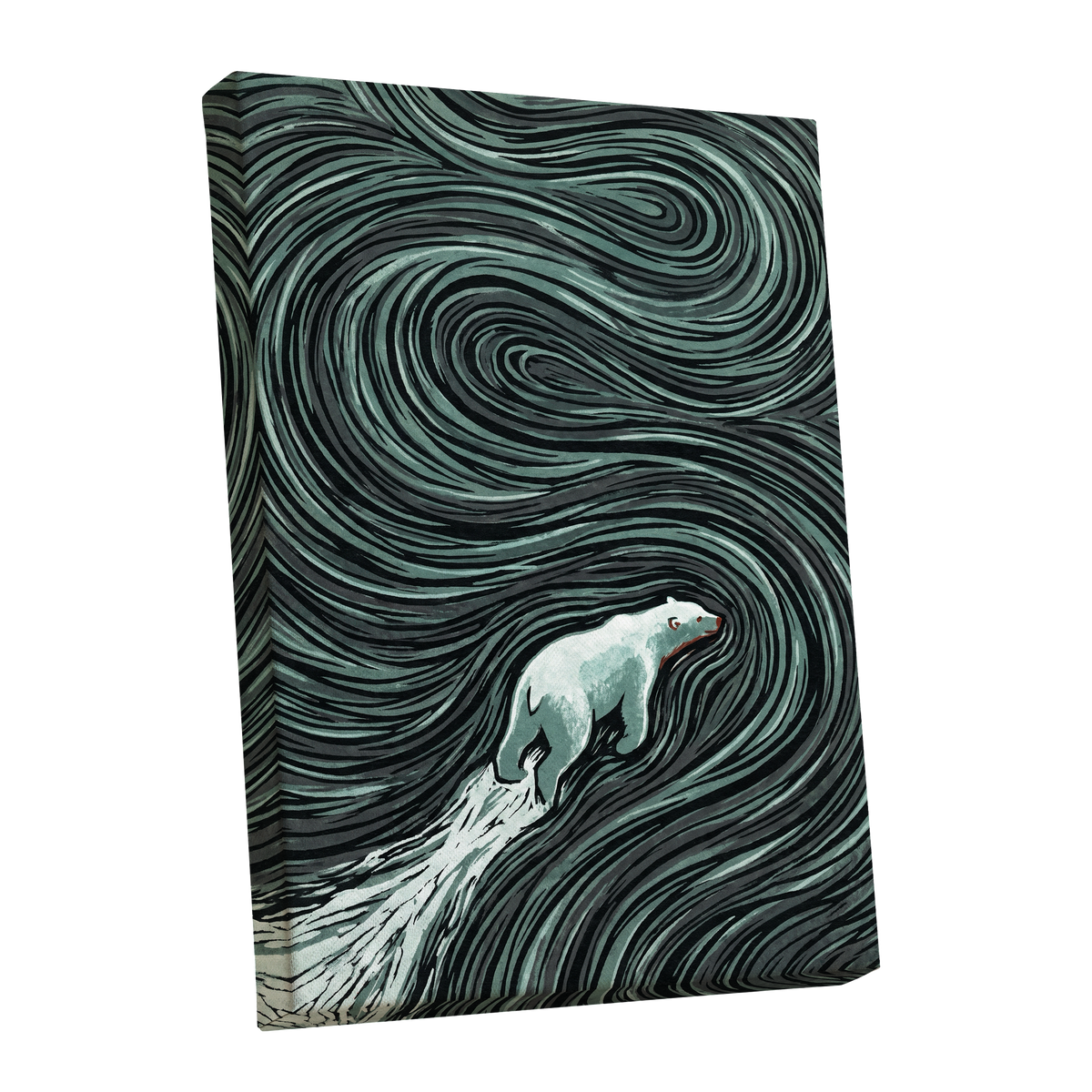 Arctic Current, black, green, gray nature wall art shown as a stretched canvas wall art