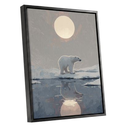 Arctic Moon Reflection – black framed canvas option