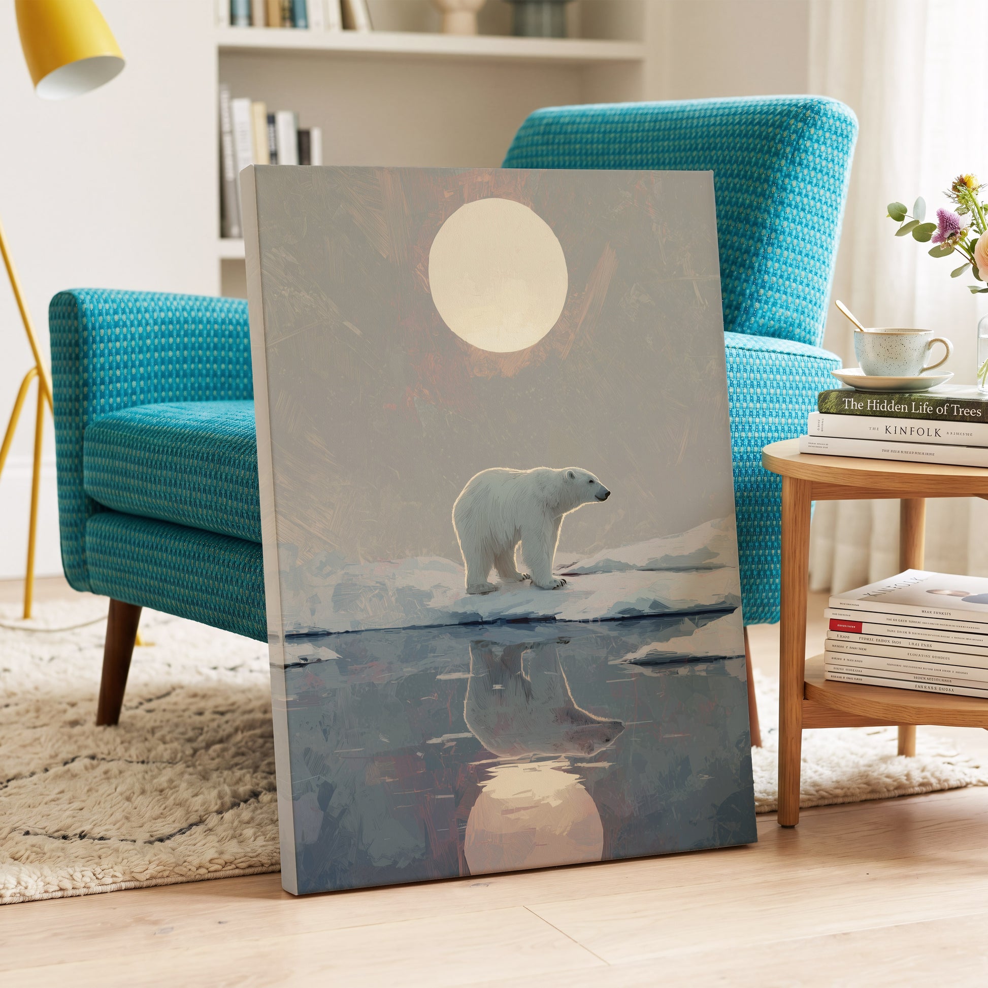 Arctic Moon Reflection – canvas wall art in a styled interior, gallery view 2