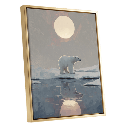 Arctic Moon Reflection – gold framed canvas option