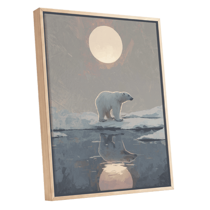 Arctic Moon Reflection – oak framed canvas option