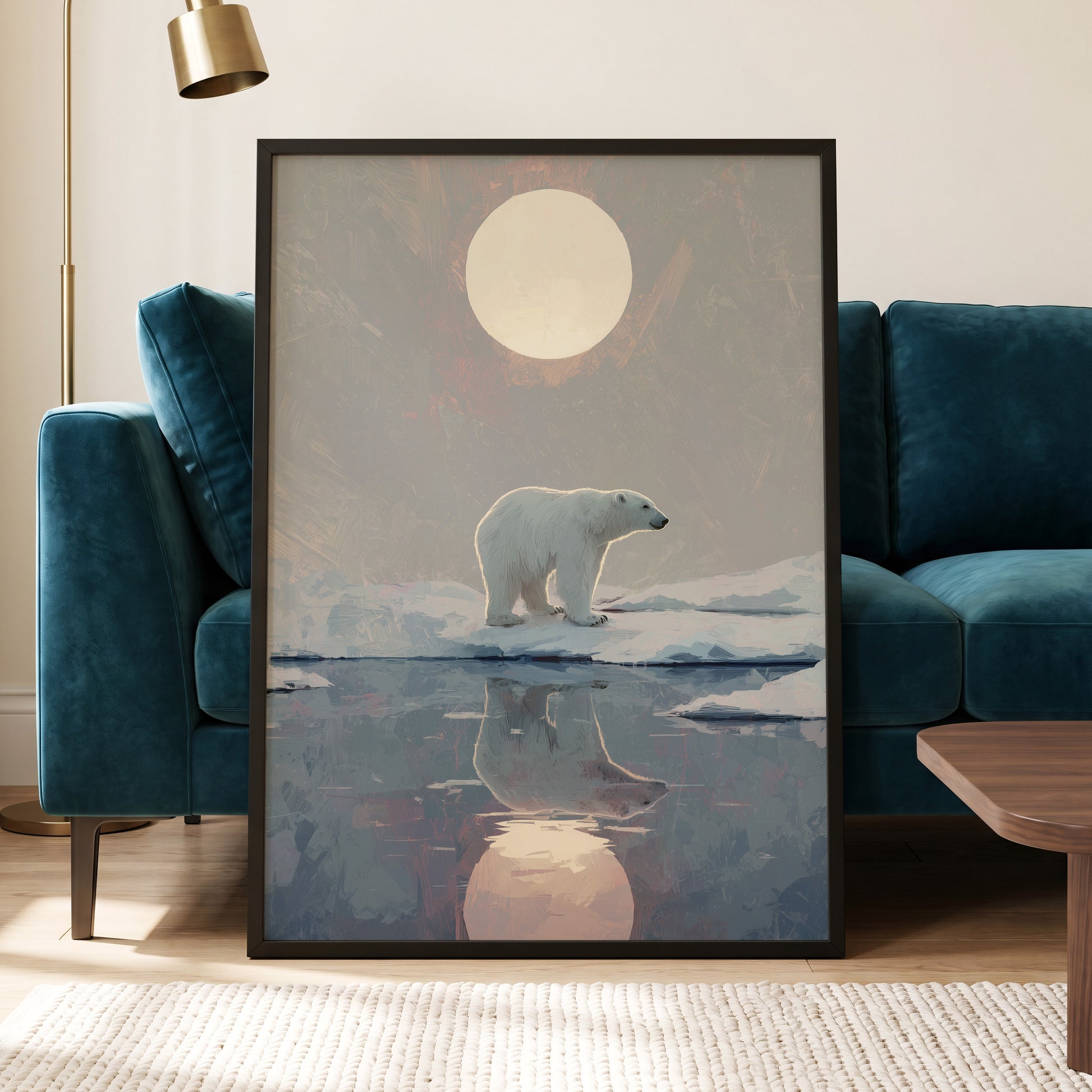Arctic Moon Reflection – wall art displayed in a styled interior, gallery view 6