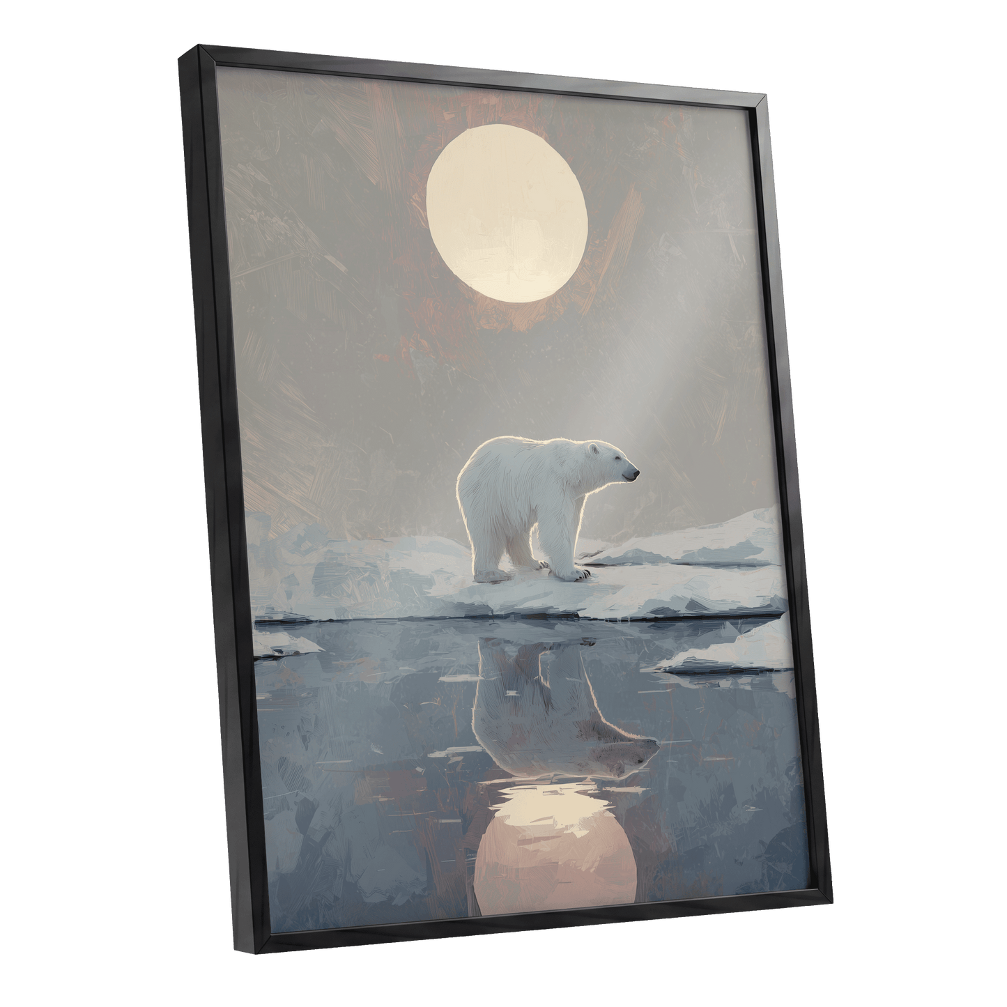 Arctic Moon Reflection – black framed poster option