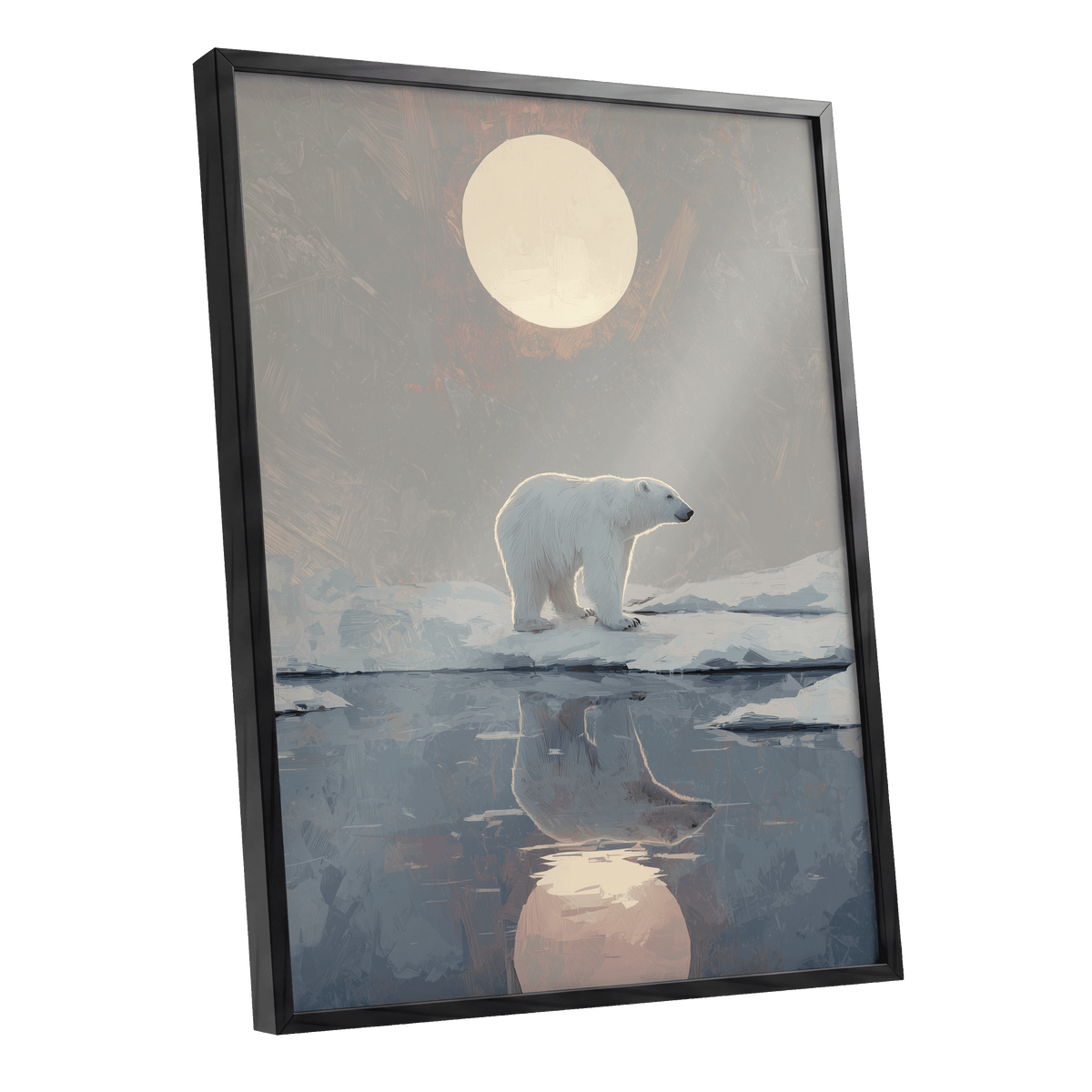Arctic Moon Reflection – black framed poster option