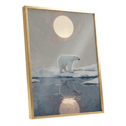 Arctic Moon Reflection – gold framed poster option