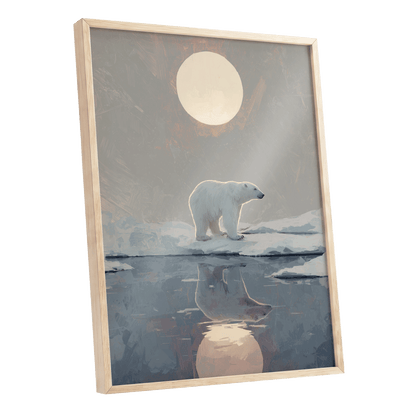 Arctic Moon Reflection – oak framed poster option