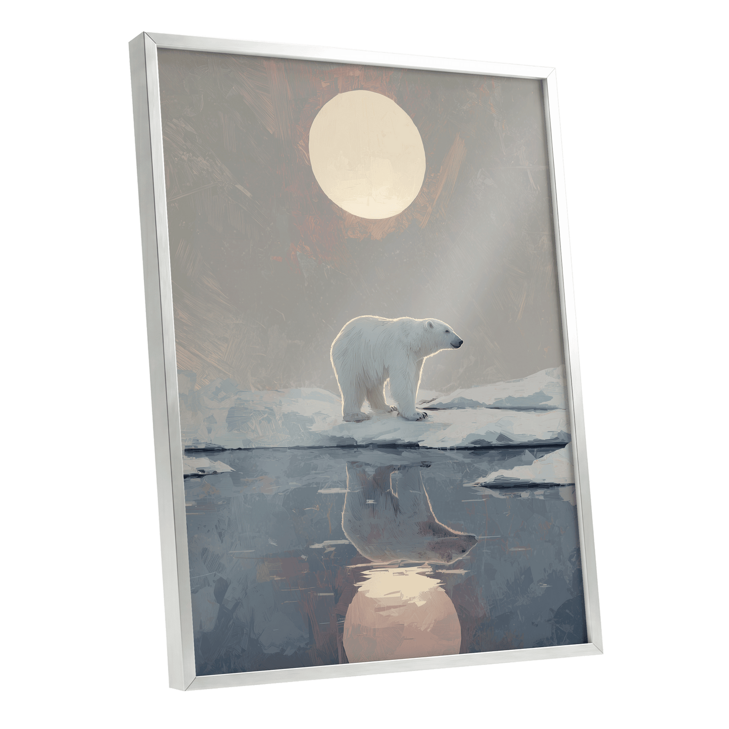 Arctic Moon Reflection – silver framed poster option