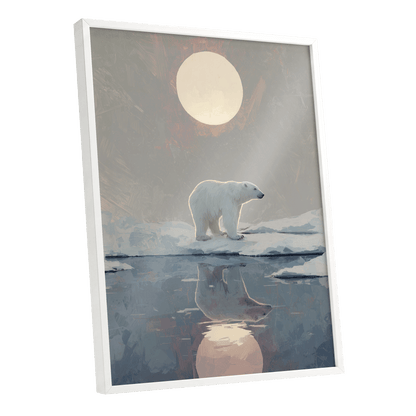 Arctic Moon Reflection – white framed poster option