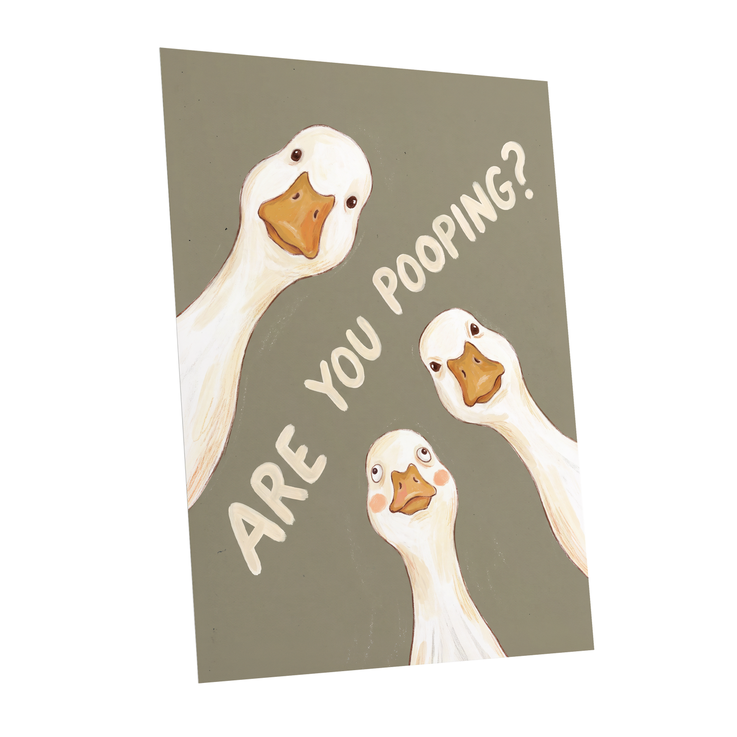 Are You Pooping?, gray, white, beige nature wall art shown as a unframed poster wall art print