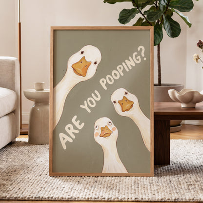 Are You Pooping?, gray, white, beige nature wall art displayed in a styled interior, gallery view 2