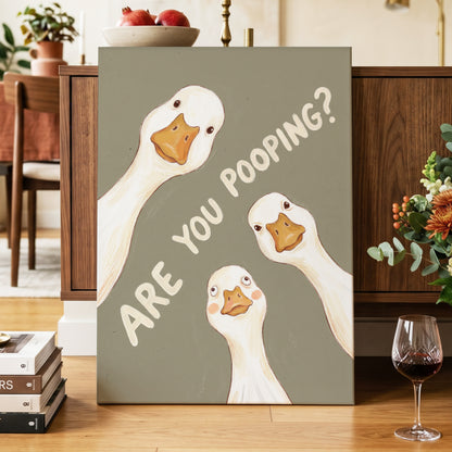 Are You Pooping?, gray, white, beige nature wall art displayed in a styled interior, gallery view 3