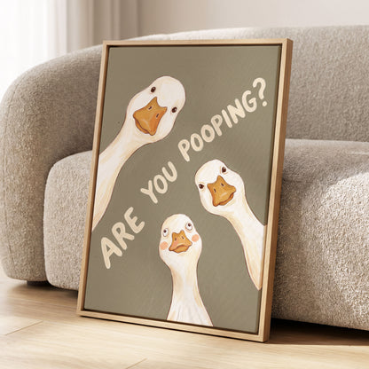 Are You Pooping?, gray, white, beige nature wall art displayed in a styled interior, gallery view 4
