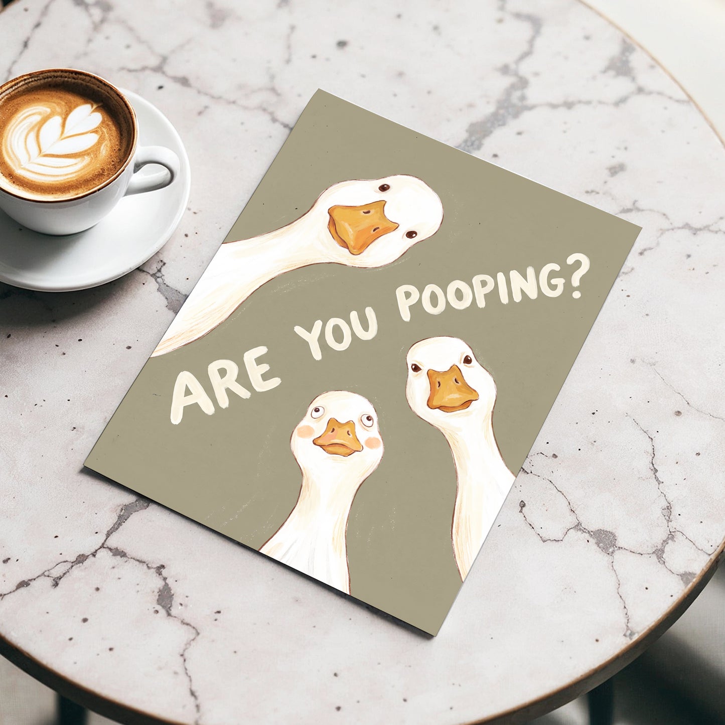 Are You Pooping?, gray, white, beige nature wall art displayed in a styled interior, gallery view 5