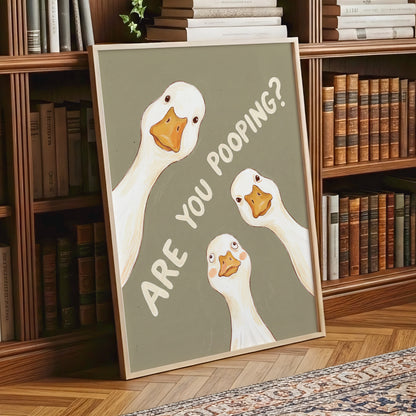 Are You Pooping?, gray, white, beige nature wall art displayed in a styled interior, gallery view 6