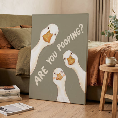 Are You Pooping?, gray, white, beige nature wall art displayed in a styled interior, gallery view 7