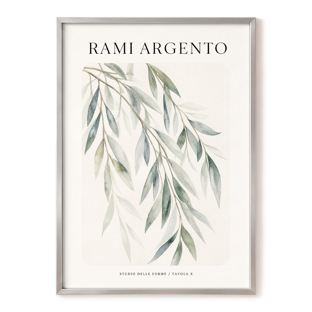 Argento Willow, green, beige, gray nature wall art, front artwork view