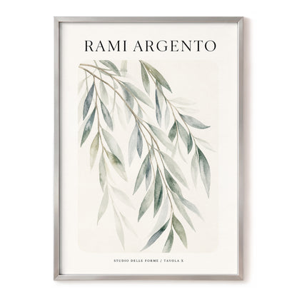 Argento Willow, green, beige, gray nature wall art, front artwork view