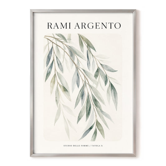 Argento Willow, green, beige, gray nature wall art, front artwork view
