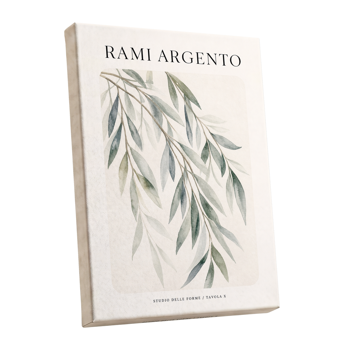 Argento Willow, green, beige, gray nature wall art shown as a stretched canvas wall art