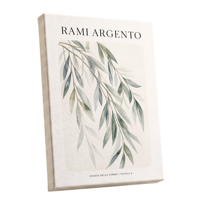 Argento Willow, green, beige, gray nature wall art shown as a stretched canvas wall art