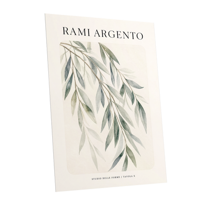 Argento Willow, green, beige, gray nature wall art shown as a unframed poster wall art print