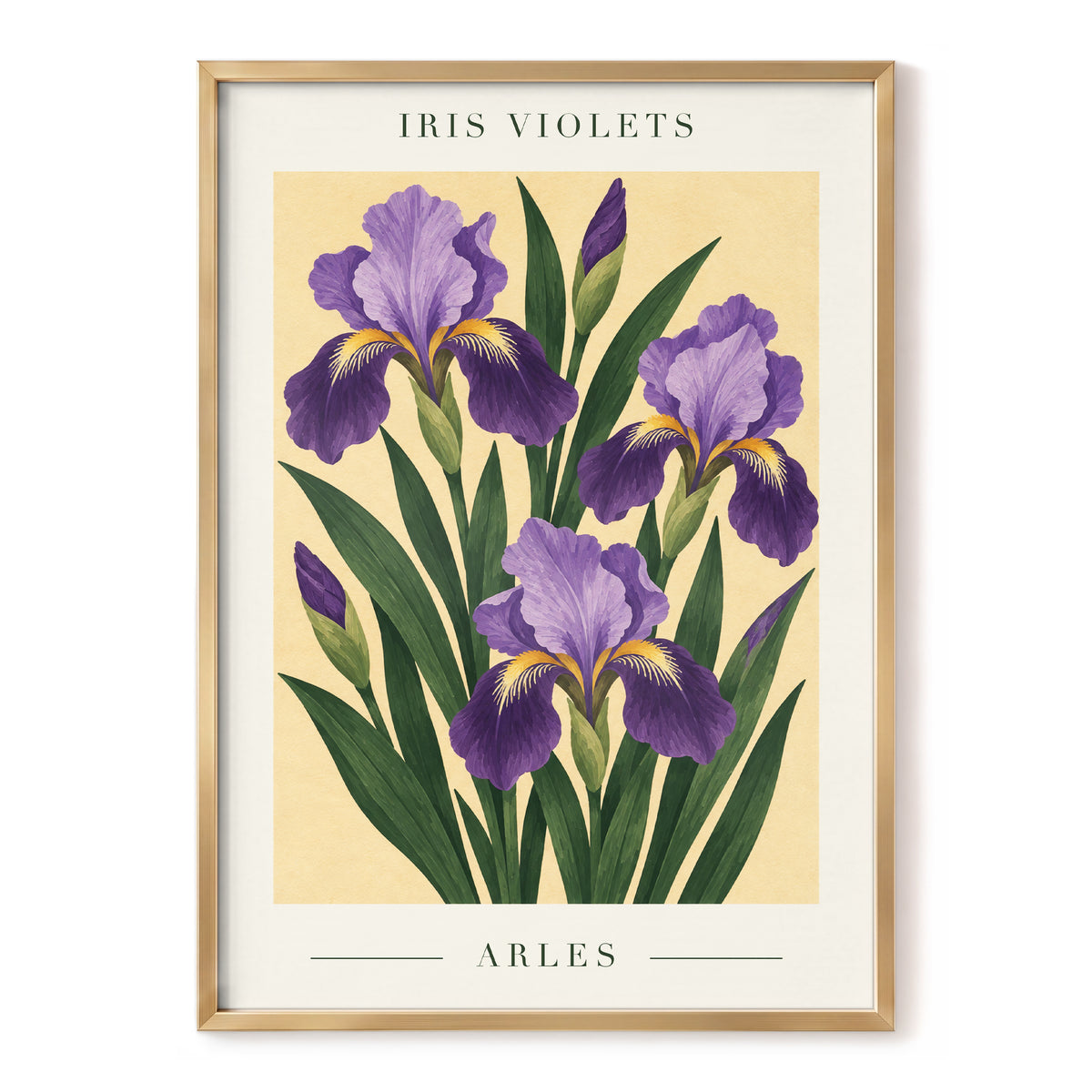 Arles in Violet, purple, green, beige floral wall art, front artwork view