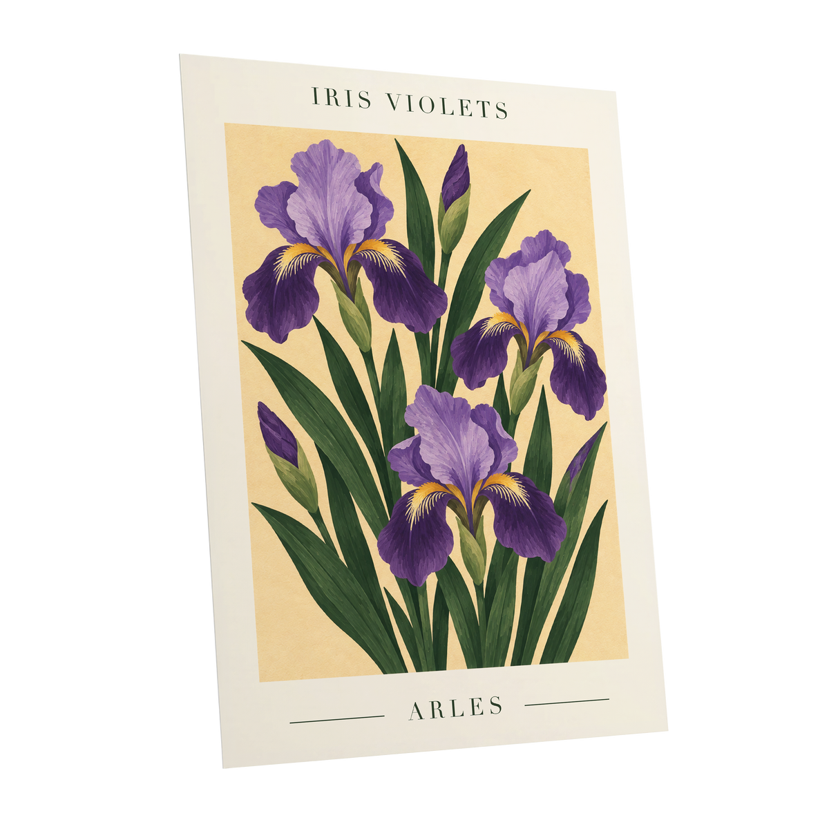 Arles in Violet, purple, green, beige floral wall art shown as a unframed poster wall art print