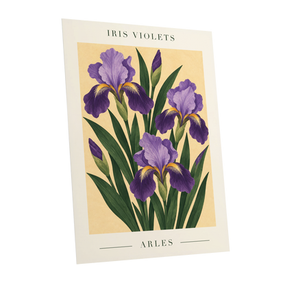Arles in Violet, purple, green, beige floral wall art shown as a unframed poster wall art print