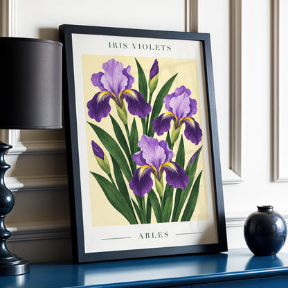 Arles in Violet, purple, green, beige floral wall art displayed in a styled interior, gallery view 6