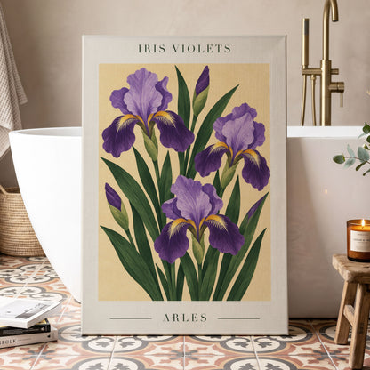 Arles in Violet, purple, green, beige floral wall art displayed in a styled interior, gallery view 7